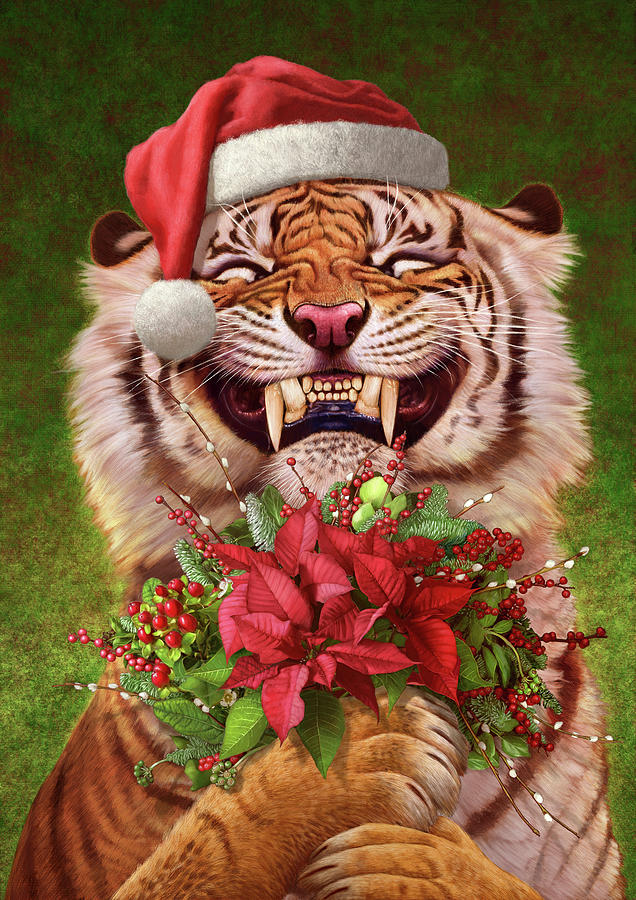 05. Christmas Tiger Painting by Tu Tu - Fine Art America