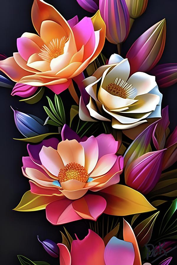 056-DEK-Beautiful flowers arranged in a perfect composition - 1571_8x2666px X 4000px Mixed Media by Donald Keith