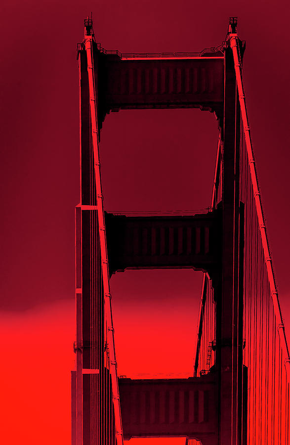 0695 Red San Francisco Bridge California Photograph by Amyn Nasser Neptune Gallery