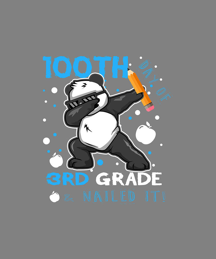 100th Day Of School Nailed It Panda 3rd Grade Teacher Tshirt Digital