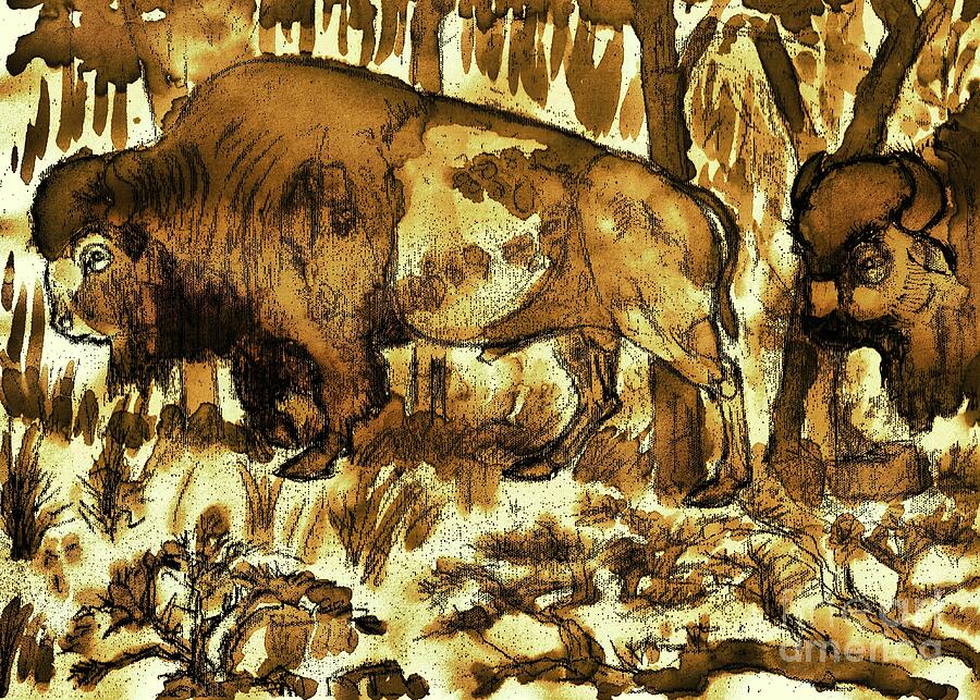 1803 Bison Painting by Larry Campbell