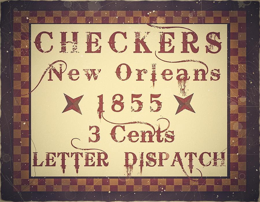 1855 Checkers - New Orleans 3cts. Local Postage - Mail Art Post Digital Art by Fred Larucci