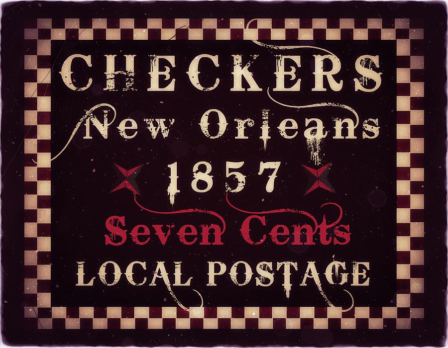 1857 Checkers - New Orleans 7cts. Local Postage - Mail Art Post Digital Art by Fred Larucci
