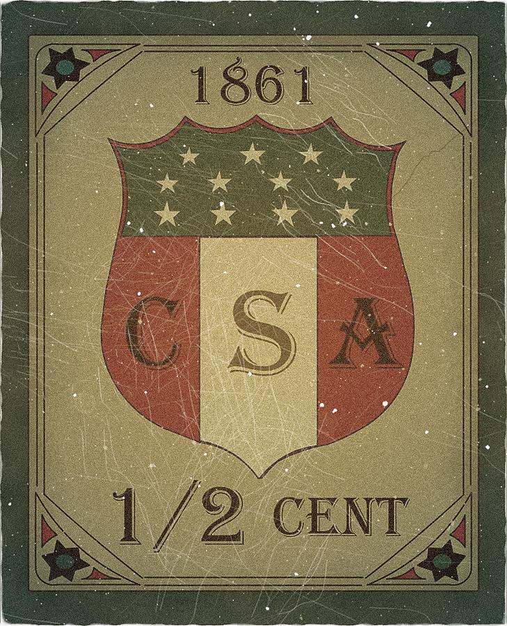 1861 CSA Confederate States Shield - Half Cent - Mail Art #2 Digital Art by Fred Larucci