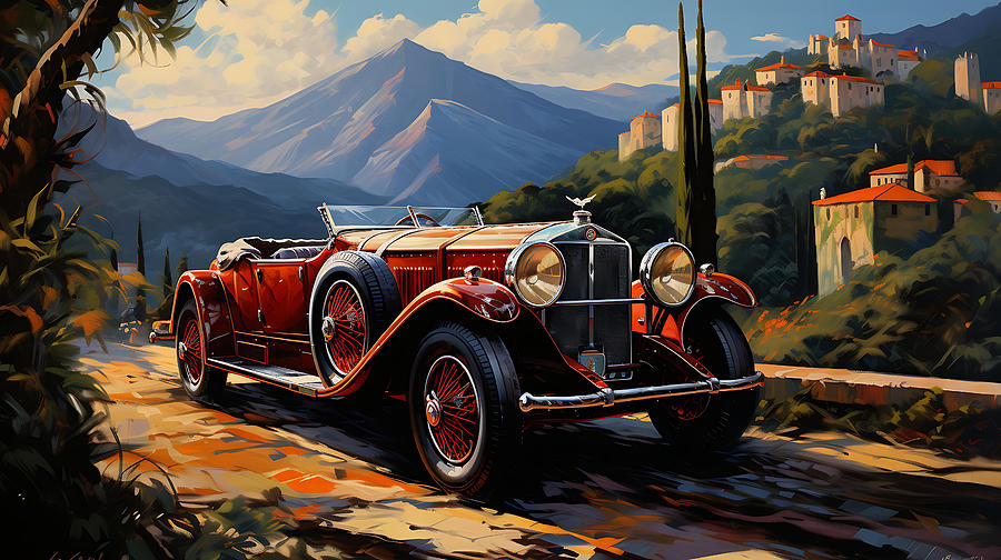 Fantasy Painting - 1918 Isotta Fraschini Tipo 8 5.3L Roadster  stu by Asar Studios by Celestial Images