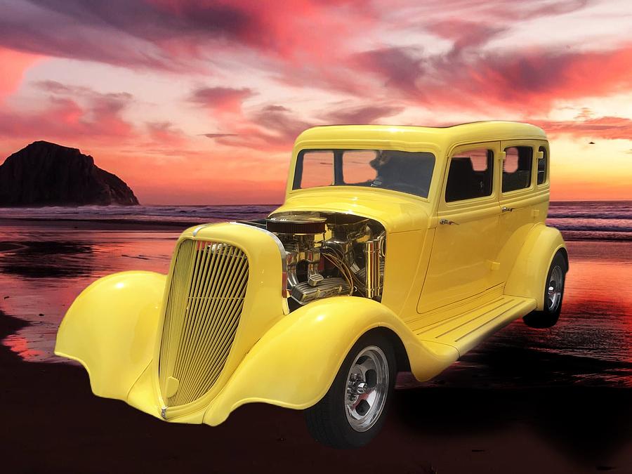 1934 Yellow Plymouth Photograph by Anne Sands