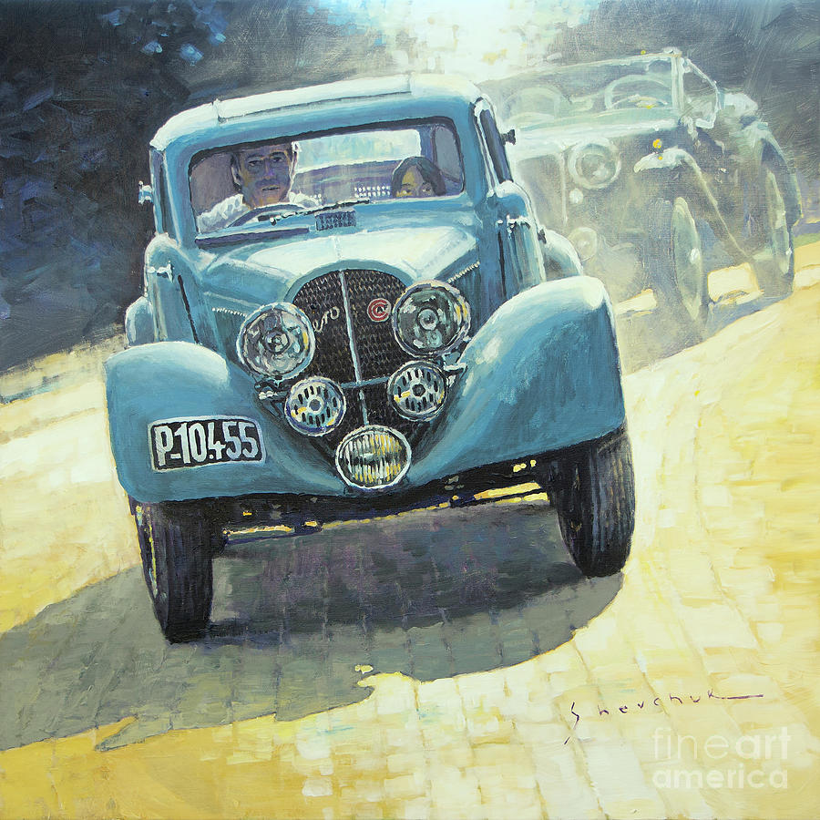 Vintage Painting - 1937 Aero 750 Sport Coupe by Yuriy Shevchuk