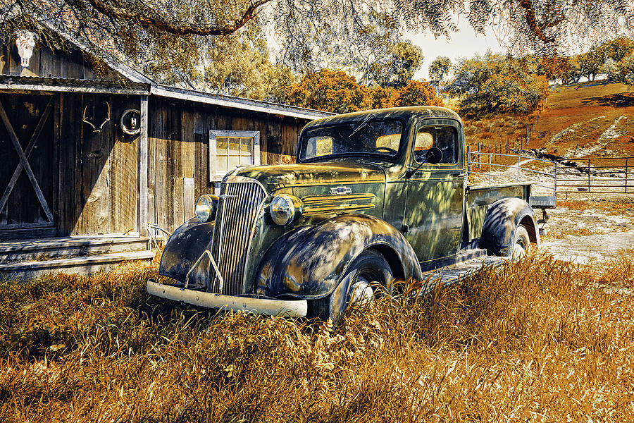 Old Chevy Pickup Truck Photograph - 1937 Chevy Truck by Jerry Cowart