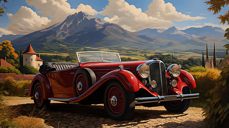 Fantasy Painting - 1939 Lagonda V12 Drophead Coupe  stunning Asian by Asar Studios by Celestial Images
