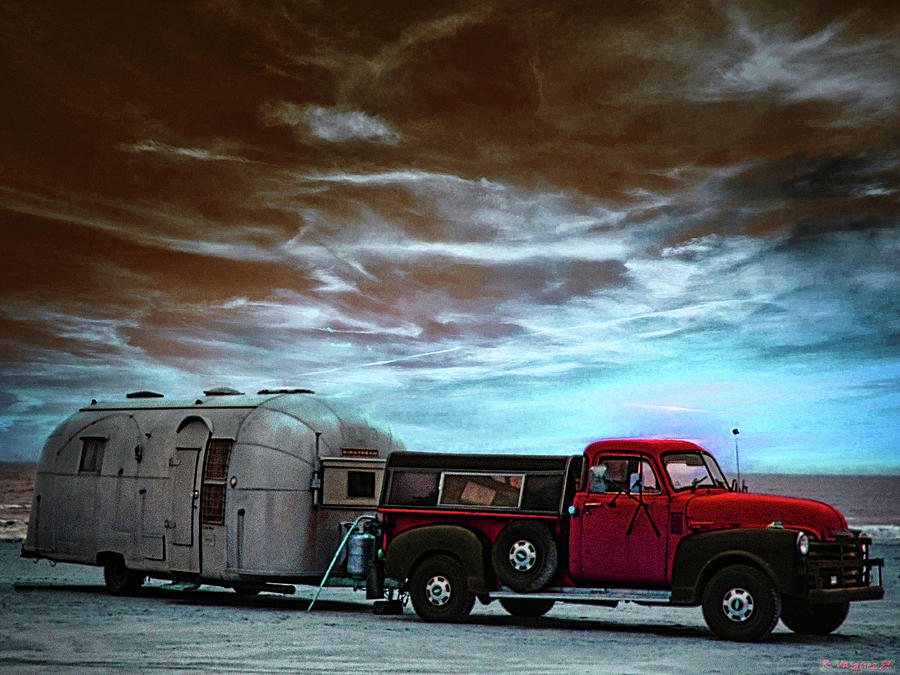 1943 Ford With Airstream Trailer Digital Art by Rene Vasquez