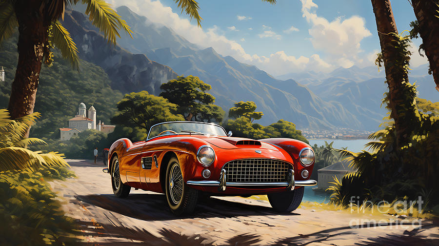 Fantasy Painting - 1949 Maserati A6GCS53  stunning mountainous by Asar Studios by Celestial Images