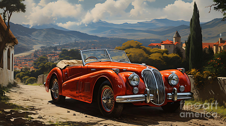 1950 Jaguar XK120 3.4L I6 roadster stunning La by Asar Studios Painting ...