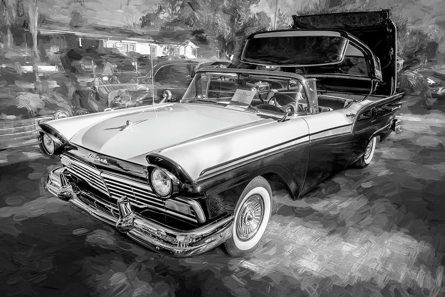 1957 BW Ford Fairlane Skyliner Convertible X101 Photograph by Rich Franco