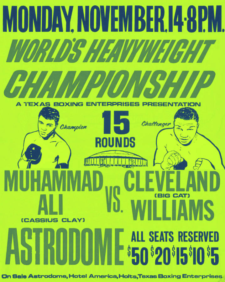 1966 Muhammad Ali Vs Cleveland Williams Fight Poster Cassius Clay