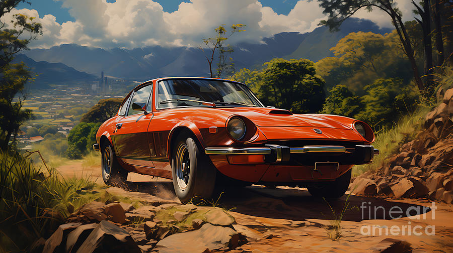 Fantasy Painting - 1980 Mazda RX 7  stunning Latin America country by Asar Studios by Celestial Images