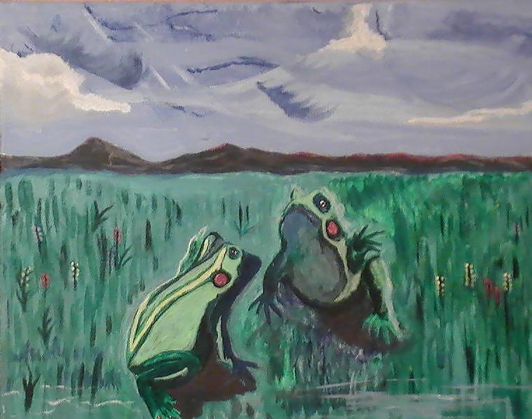 2 Frogs #1 Painting by Burma Brown
