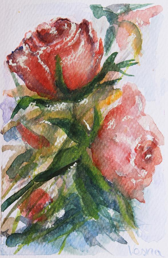 2 Rose #1 Painting by Vesna Martinjak
