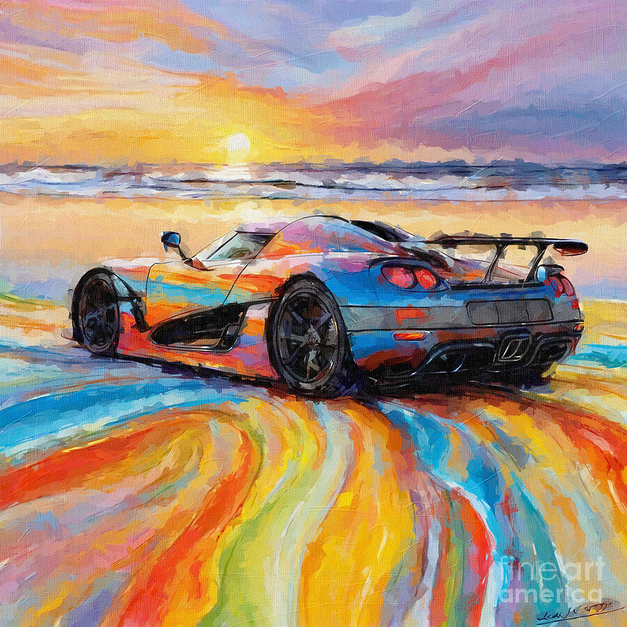 Sunset Painting - 2004 Koenigsegg CCR #1 by Armand Hermann