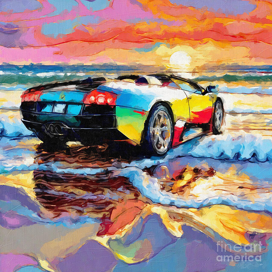 Sunset Painting - 2004 Lamborghini Murcielago Roadster #1 by Armand Hermann