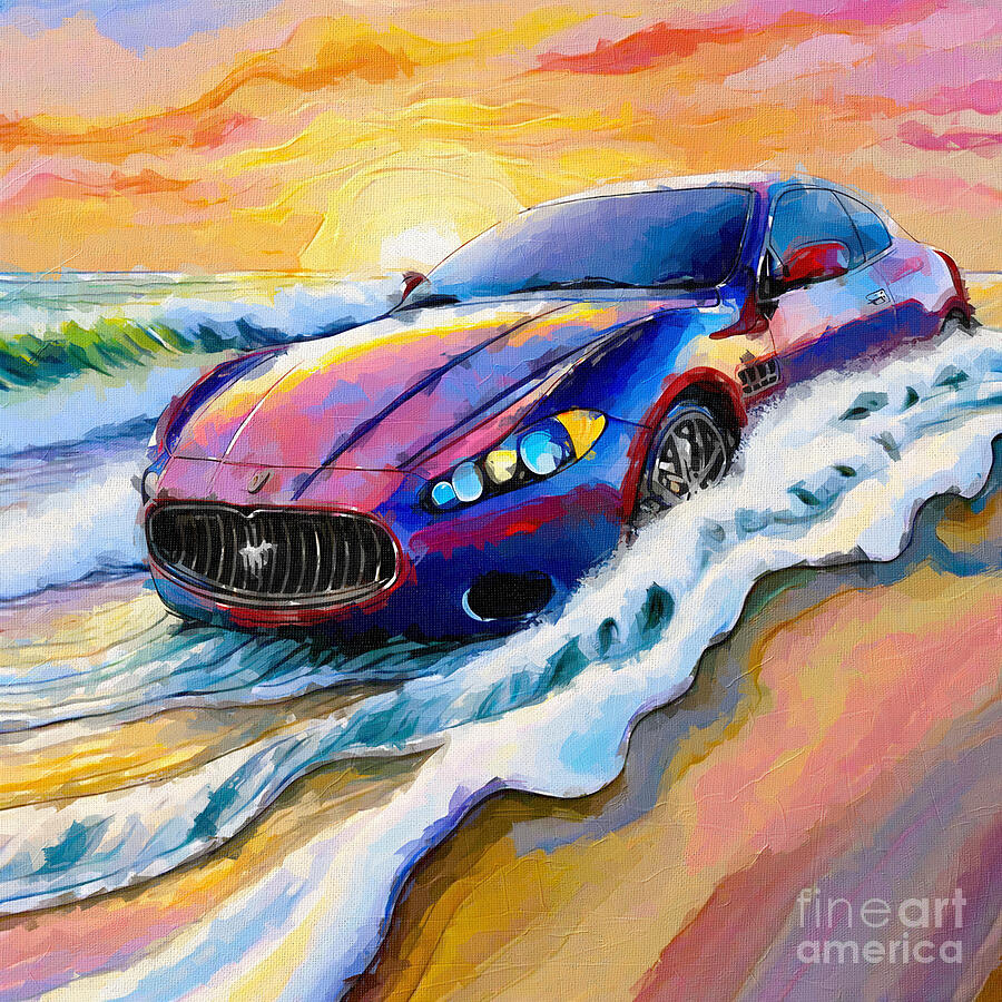 Sunset Painting - 2004 Maserati Coupe #1 by Armand Hermann