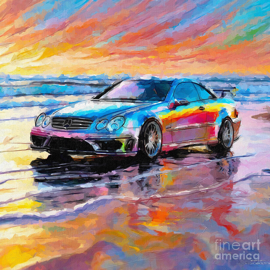 Sunset Painting - 2004 Mercedes-Benz CLK DTM AMG #1 by Armand Hermann