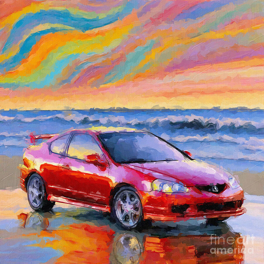 Sunset Painting - 2005 Acura RSX Type-S #1 by Armand Hermann