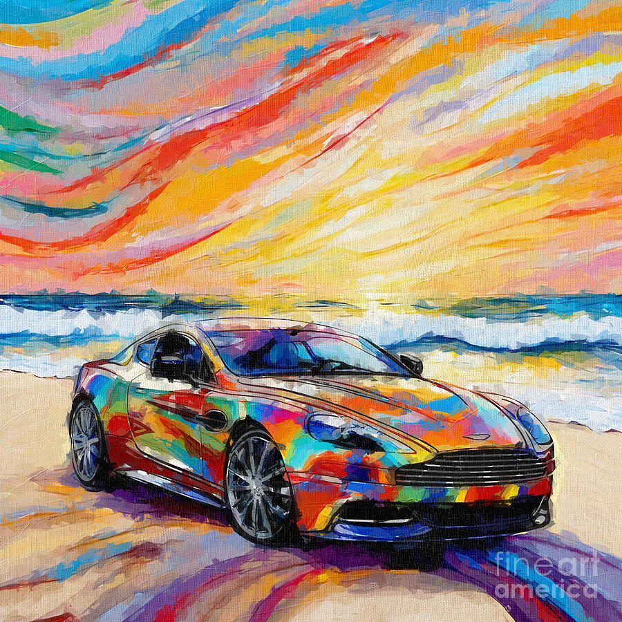 Beach Painting - 2005 Aston Martin Vanquish S #1 by Armand Hermann