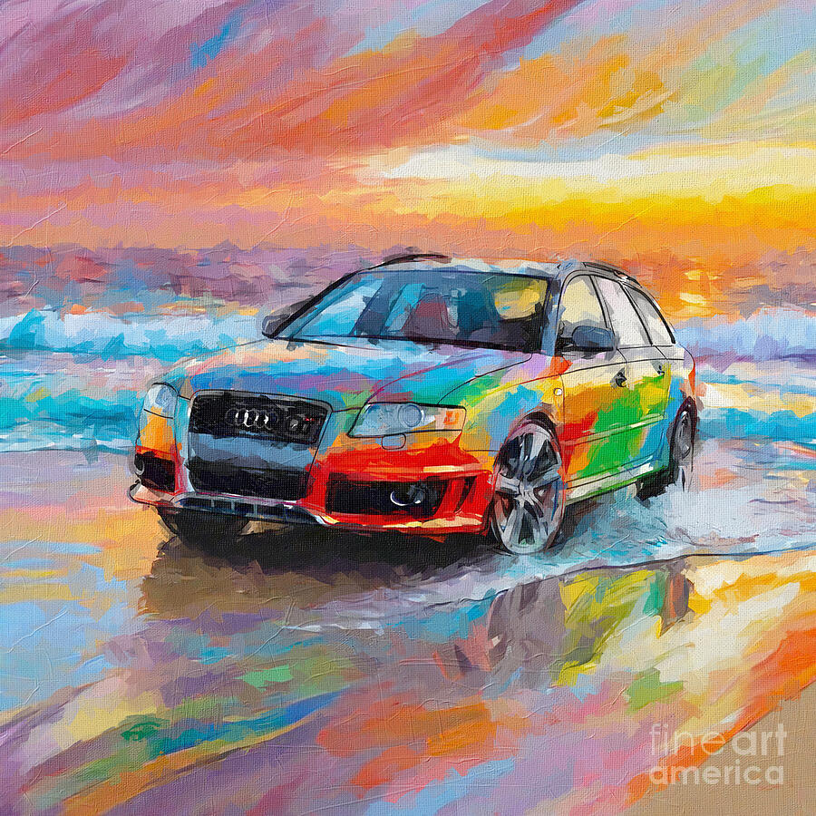 Sunset Painting - 2005 Audi RS4 #1 by Armand Hermann