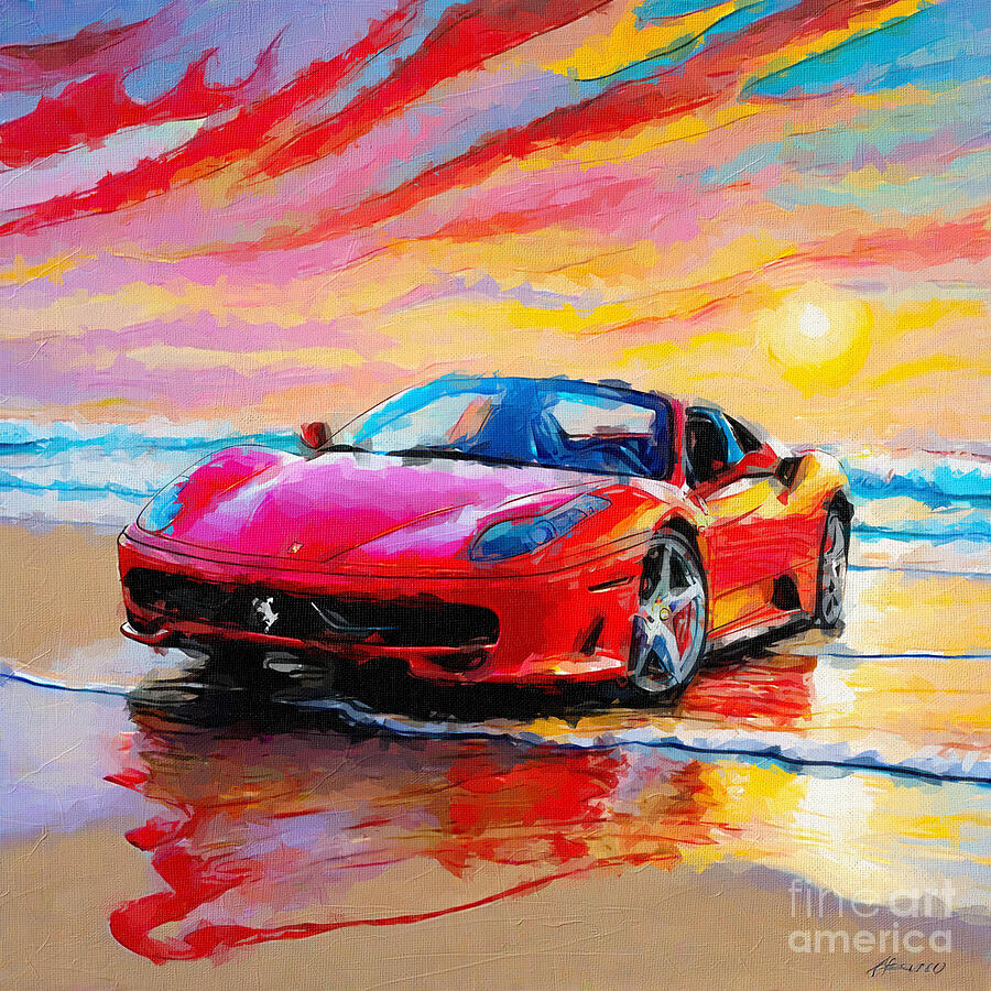 Sunset Painting - 2005 Ferrari F430 #1 by Armand Hermann
