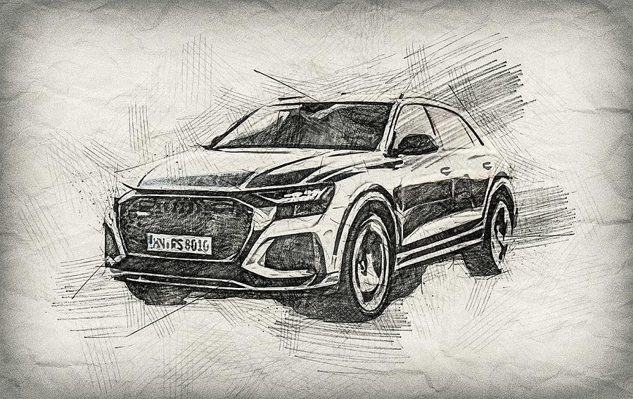 2020 Audi Rs Q8 Front View Sporty Suv New Gray Q8 Painting by Sissy ...