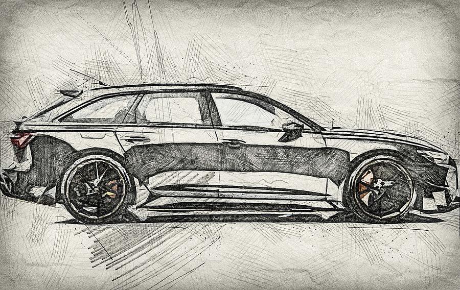 Download 2020 Audi Rs6 Mansory Side View Black Station Wagon Painting By Sissy Angelastro