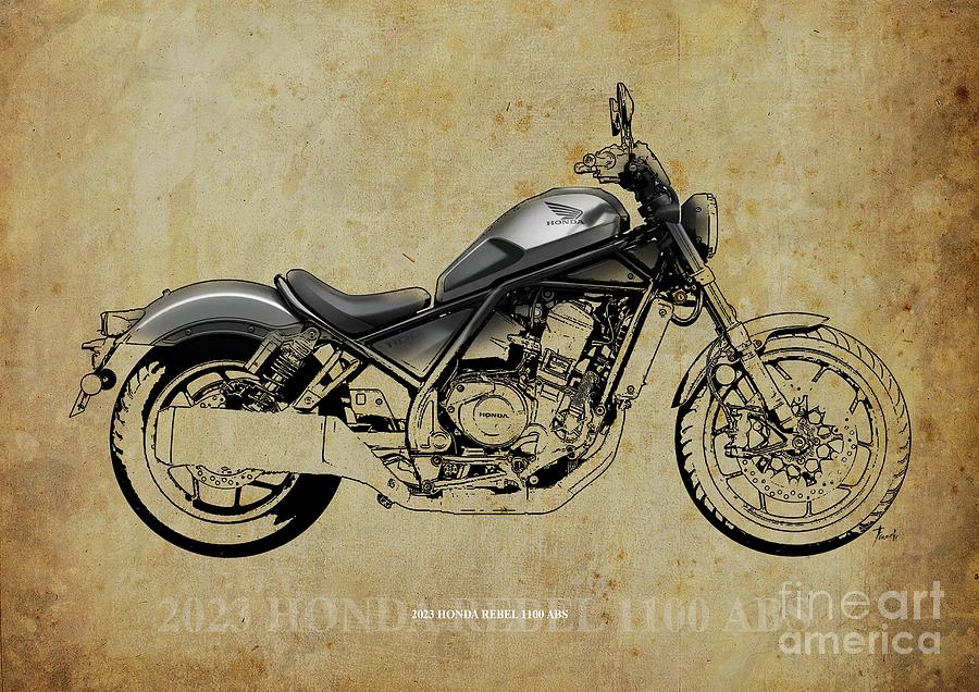 2023 Honda Rebel 1100 ABS Artwork Drawing by Drawspots Illustrations ...