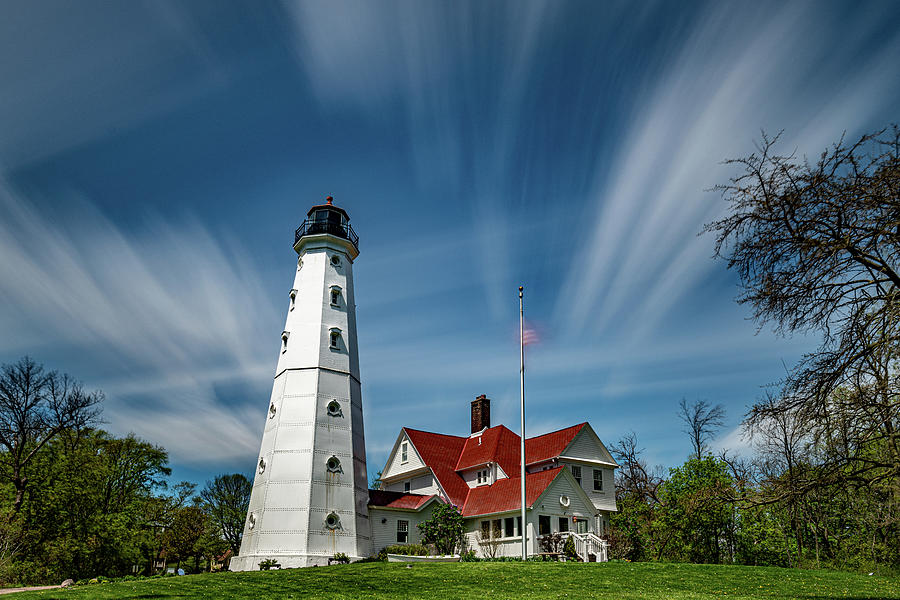 240 Seconds at the North Point LIghthouse Photograph by Randy Scherkenbach