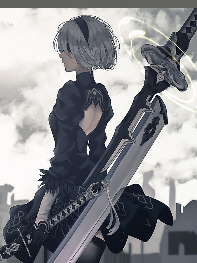 2b Nier Automata Digital Art by Anja Wendl - Pixels