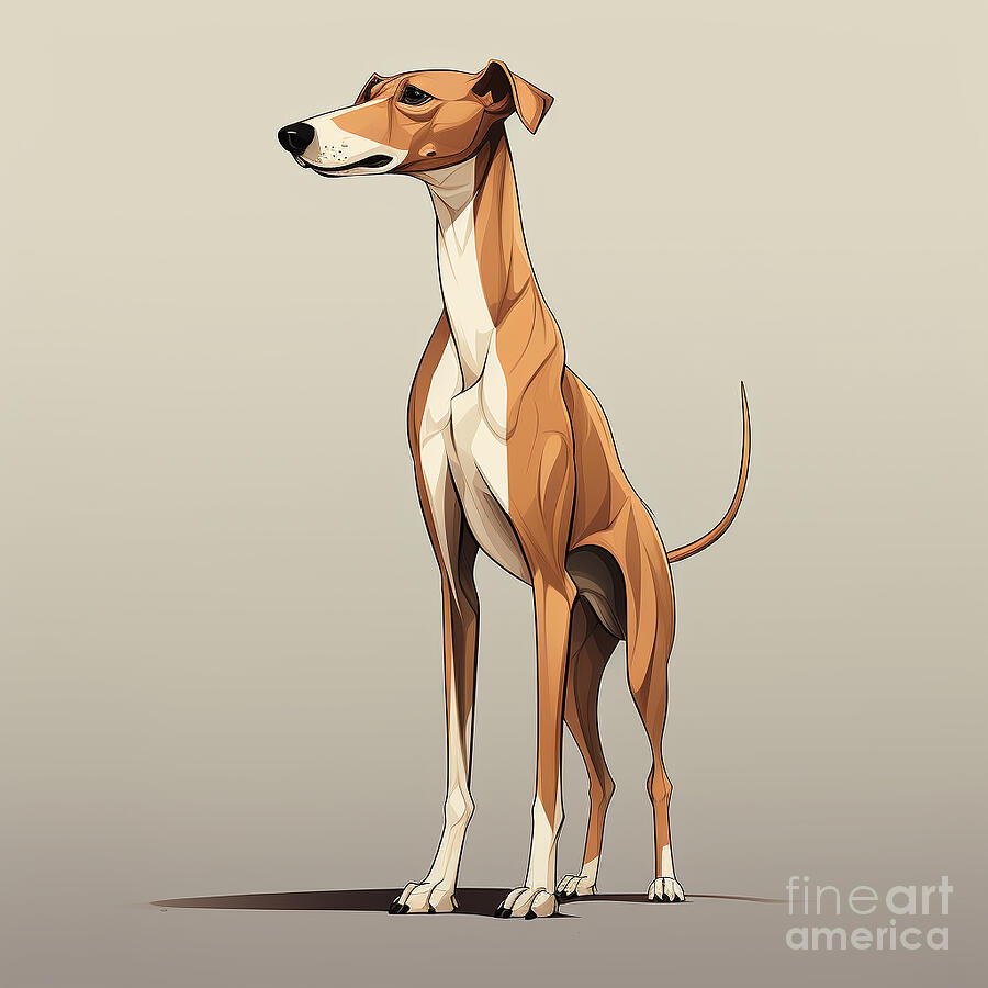 2d illustration of a dog character in a cool po by Asar Studios #1 Painting by Celestial Images