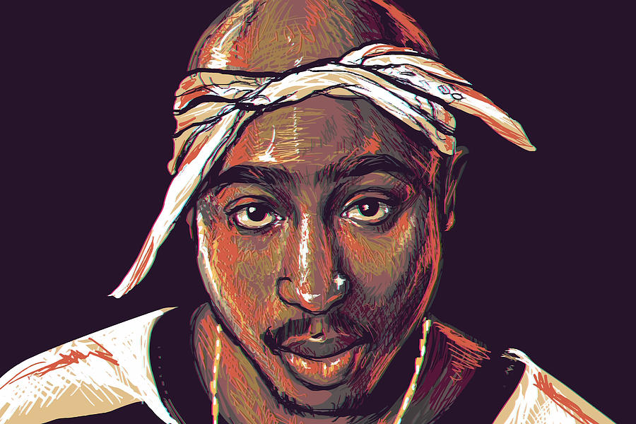 2Pac Tupac Shakur - Dollar Bills Painting by Uber Colektiv