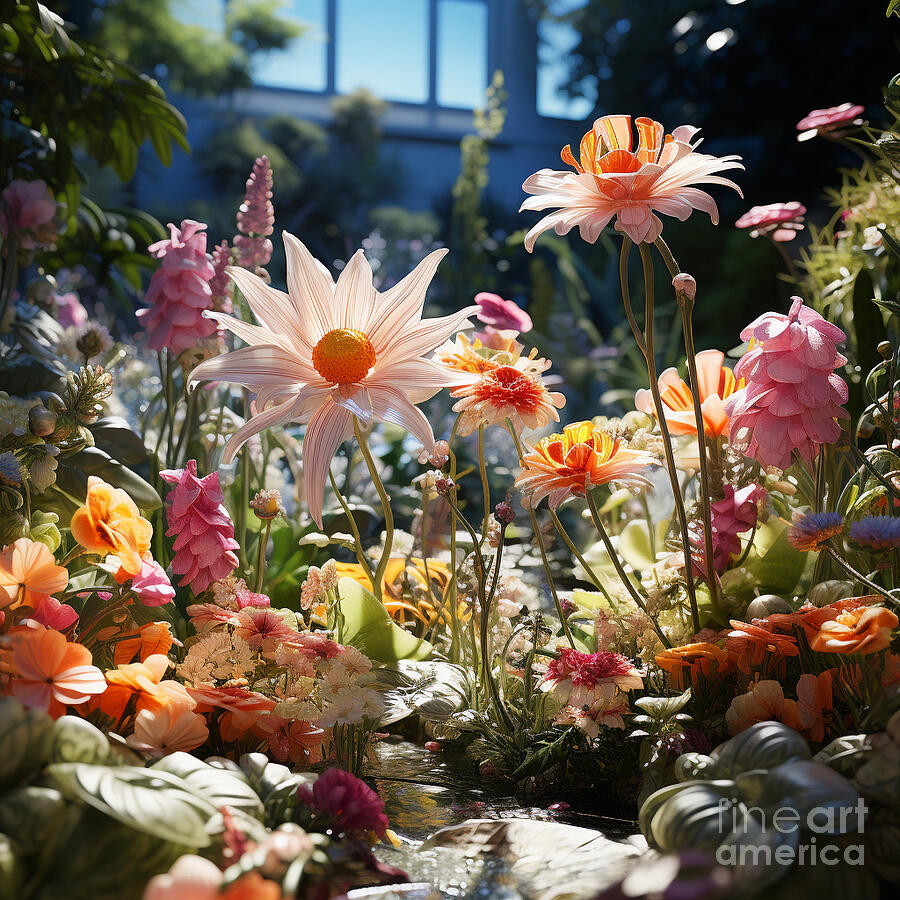 Flower Painting - 3d ultra resolutions detail photo hyperealistic by Asar Studios #1 by Celestial Images