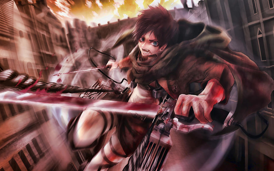 4k Eren Yeager battle Attack on Titan sword manga Shingeki No Kyojin