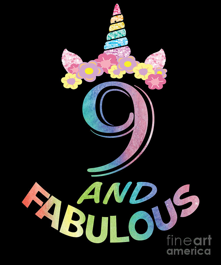 9th Birthday girl tshirt 9 years old party gift Digital Art by Art Grabitees - Pixels