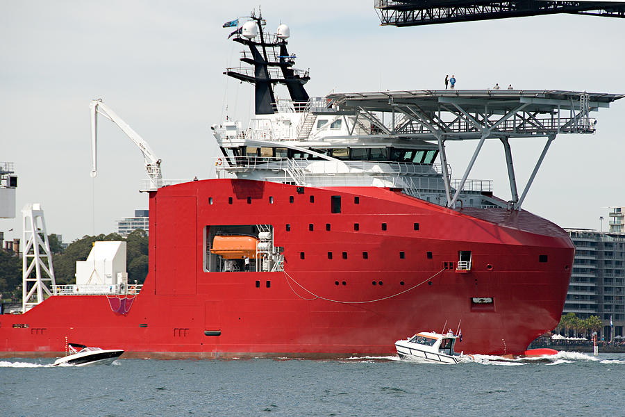 A 106 meter Transport Ship with helipad at Sydney navy centenary #1 Photograph by Geoff Childs