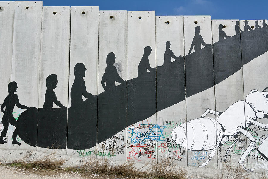A Banksy Graffiti On The Separation Wall Bethlehem Palestine Photograph By Roberto Morgenthaler