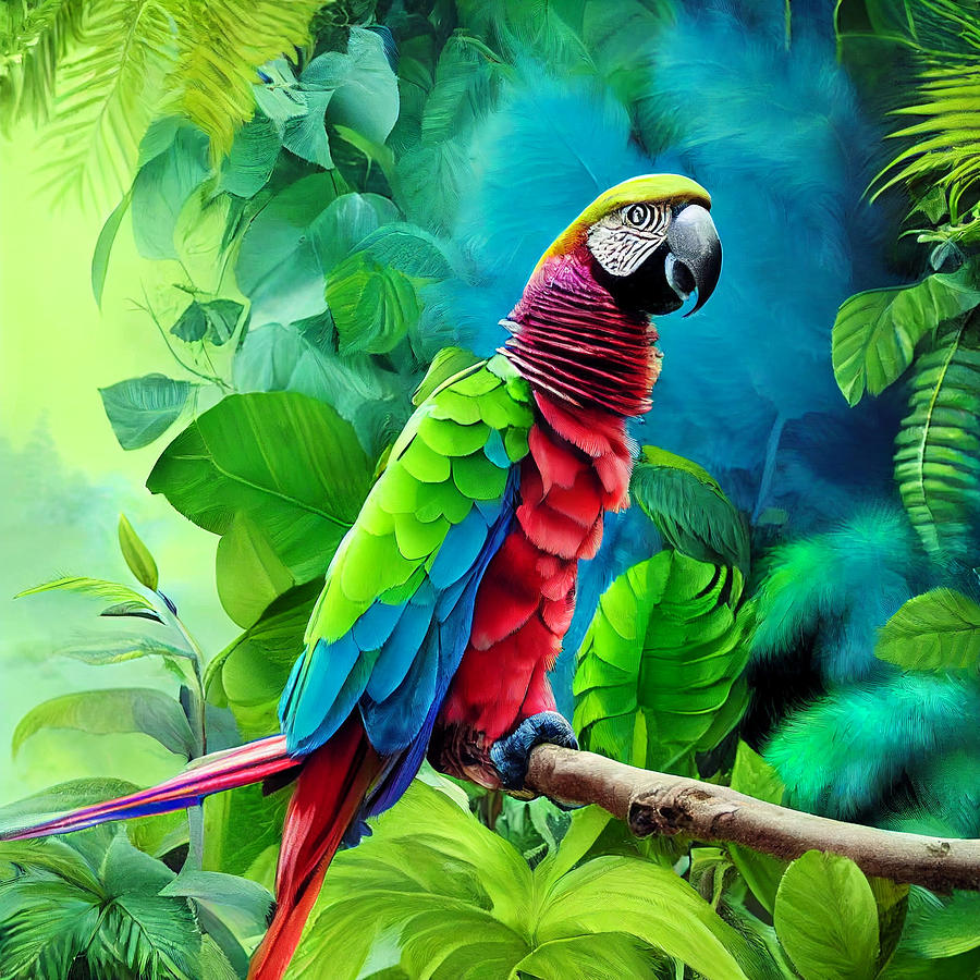 A  Beautiful  Parrot  With  Bright  Blue  Feathers  And  Huma  645563e32c37a  000e  645a043b  B236 Painting