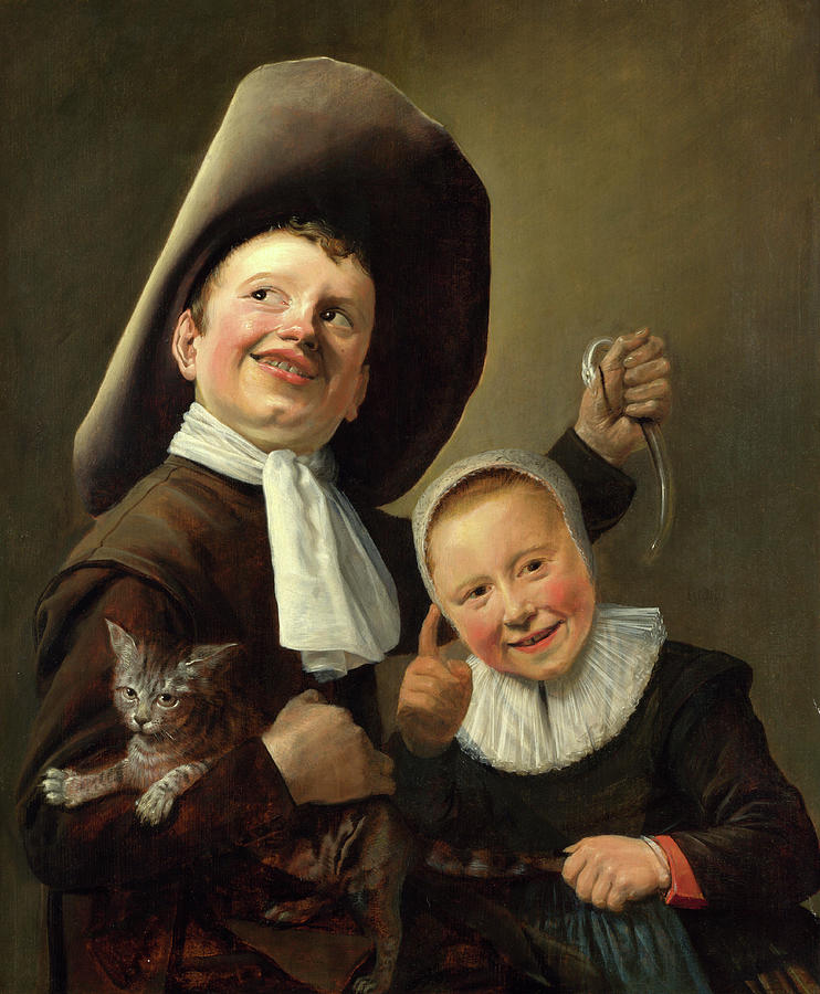 Judith Leyster Painting - A Boy and a Girl with a Cat and an Eel #1 by Classic Prints