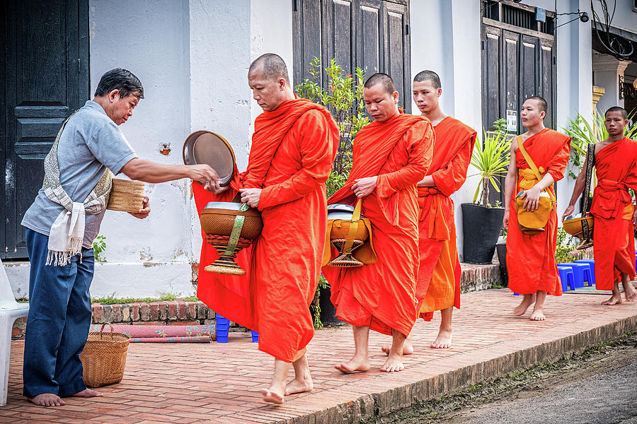 Luang Prabang Photograph - A Buddhist Walk #1 by Marla Brown