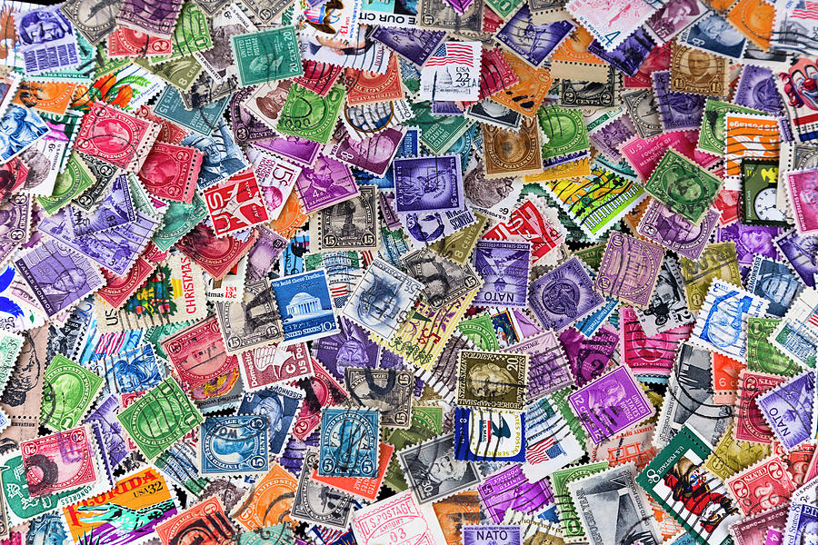 A Collection of used US Postage Stamps off paper #1 Photograph by Jack R Perry