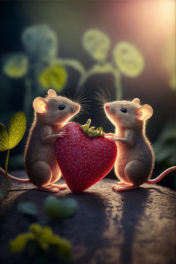 A Couple of Love Mices 2 Mixed Media by Lilia D