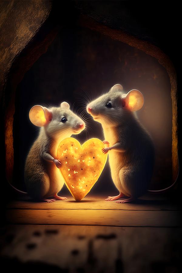 A Couple of Love Mices Mixed Media by Lilia D