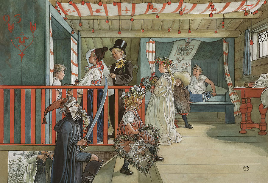 A Day Of Celebration By Carl Larsson Drawing