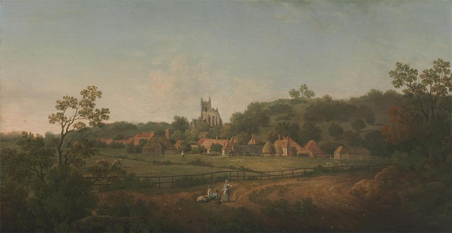 A Distant View of Hythe Village and Church Kent #1 Painting by Arthur Nelson English