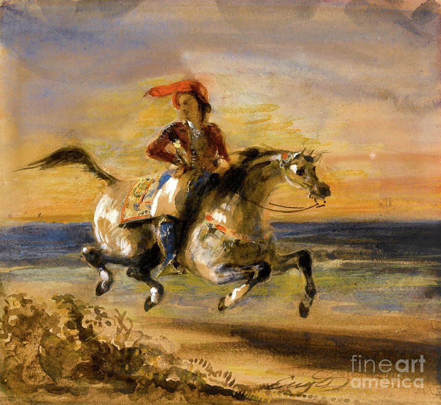 A Greek Horseman #1 Painting by Eugene Delacroix